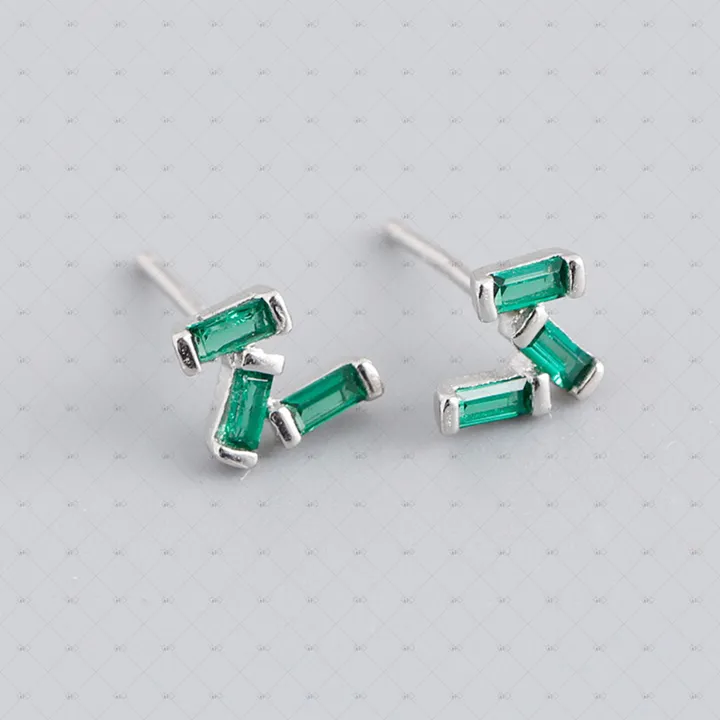 Gioiellin Small Square Colored Zirconia Earrings - Silver