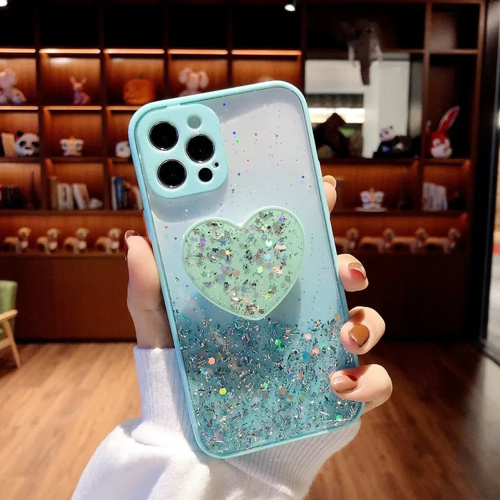 Onetify Sequins Glitter Case with Love Stand For iPhone