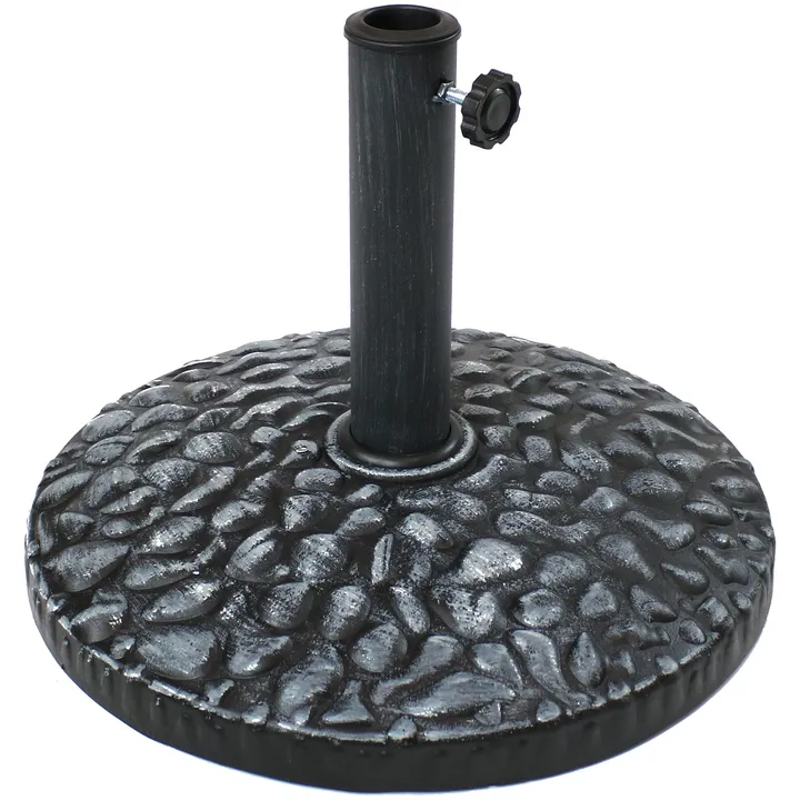Sunnydaze Patio Umbrella Base for Market Umbrella - Round Pebble Texture