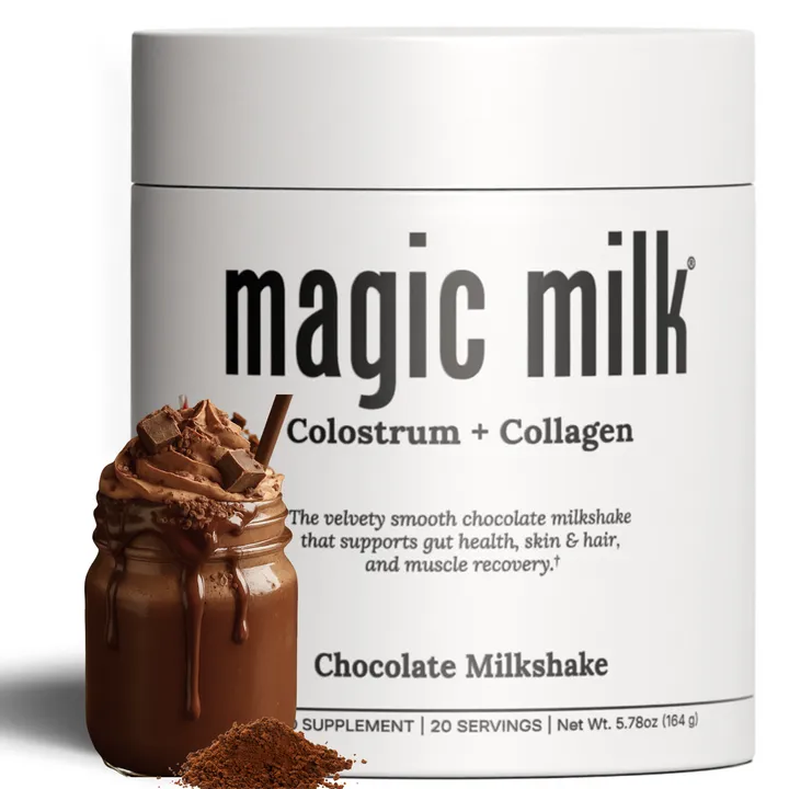Fasted Athlete Magic Milk | Colostrum, Plus Collagen Peptides | Chocolate Milk | Supports Gut Health, Bloating, Skin & Hair, Immunity, Muscle Recovery | Grass Fed | 20 Servings