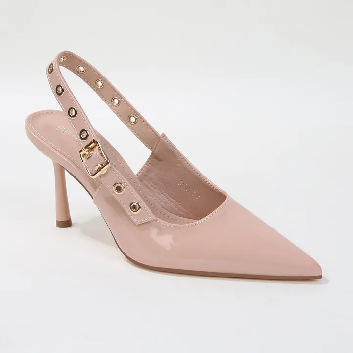 Berness Candes Patent Grommet Strap Slingback Heels