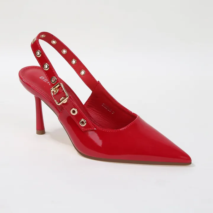 Berness Candes Patent Grommet Strap Slingback Heels