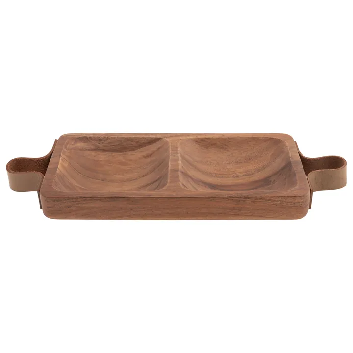 Karma Hors D'oeuvres Tray W/ Leather Handles Barcelona Tray