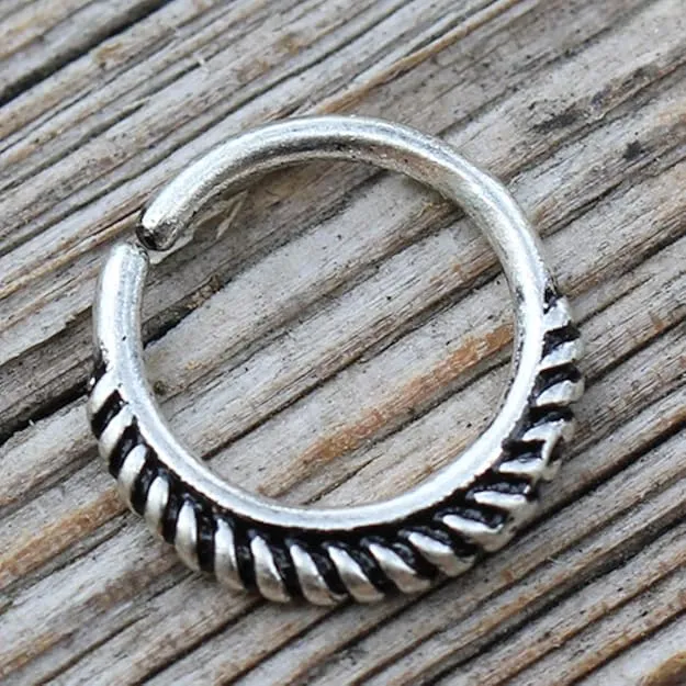 Fashion Hut Jewelry 316L Stainless Steel Braiding Design Seamless Ring / Septum Jewelry