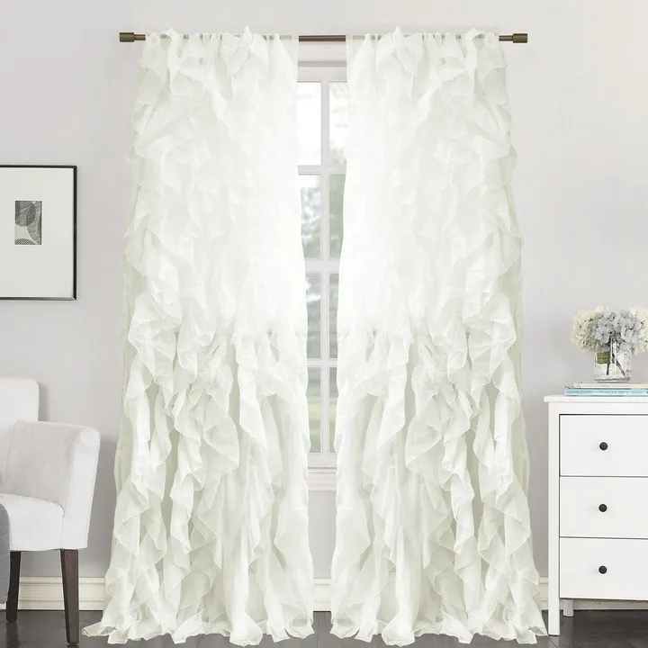 Sweet Home Collections Chic Sheer Voile Ruffled Window Curtain