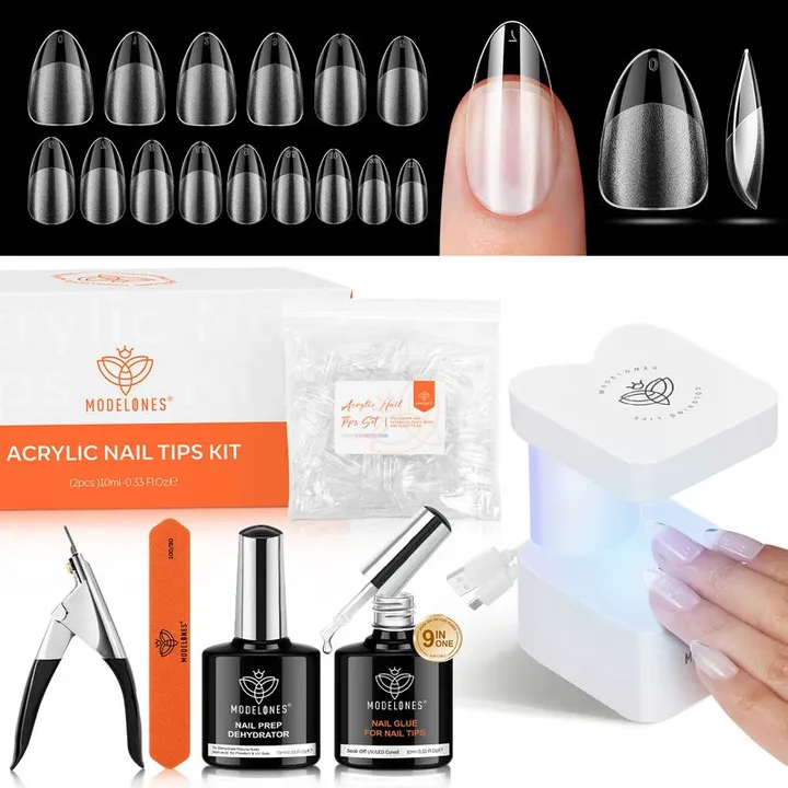 Modelones Short Almond Nail Tips Kit