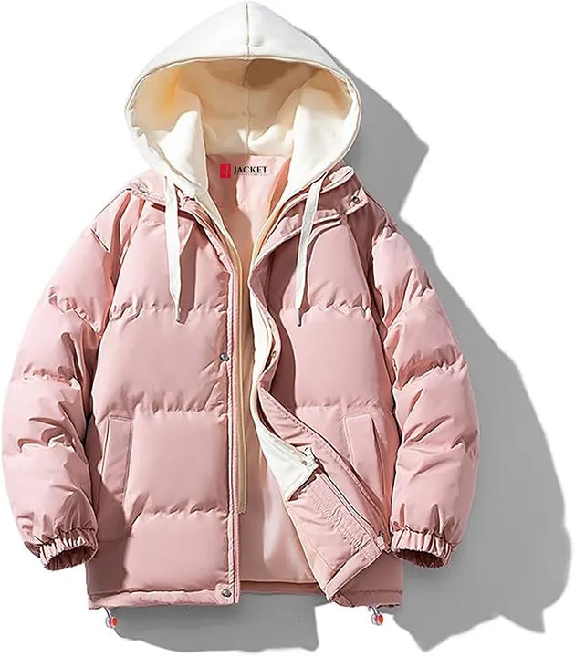 Jacket Store USA Outdoor Leisure Cotton-Padded Men’s Hooded Solid-Color Jacket