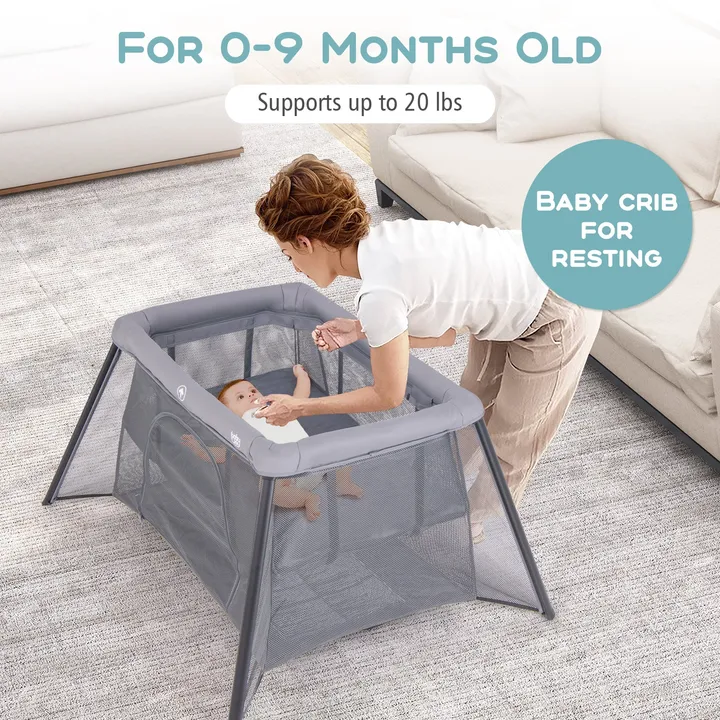 Gbruno Store 2-In-1 Portable Baby Playpen With Safety Enclosure