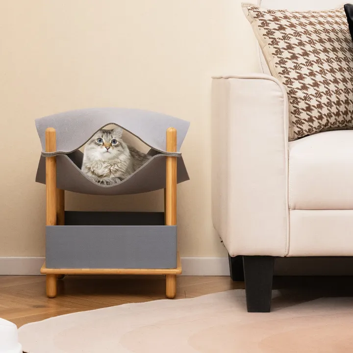 Gbruno Store 2-Tier Wooden Cat House With Convertible Hammock & Storage