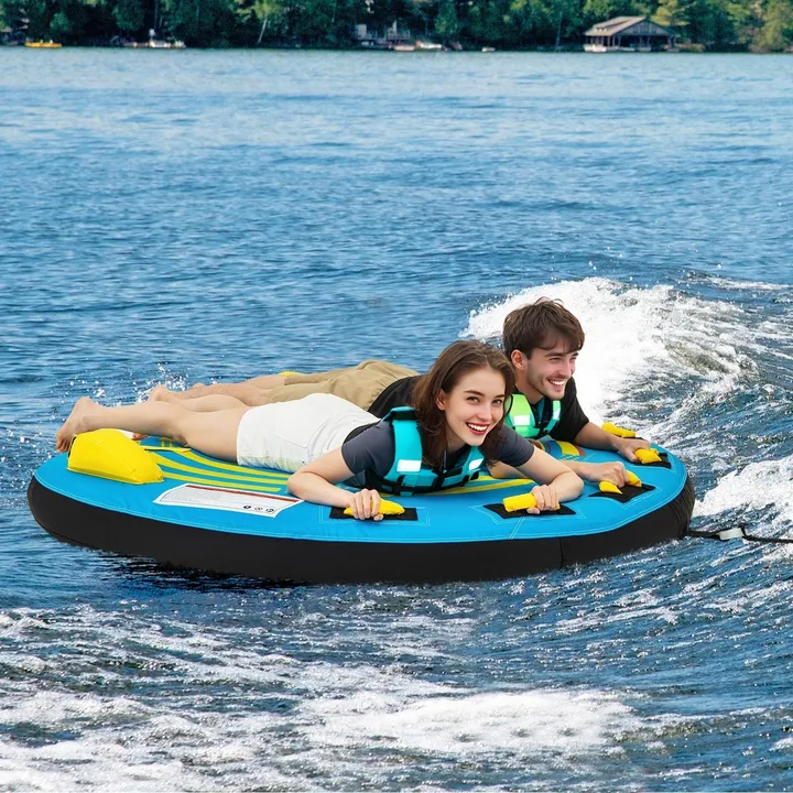 RS Sports & Fitness 3-Person Inflatable Boat Tube with Double Valves