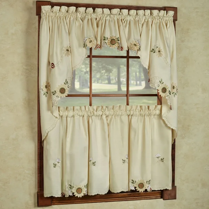 Sweet Home Collections Embroidered Kitchen Curtains