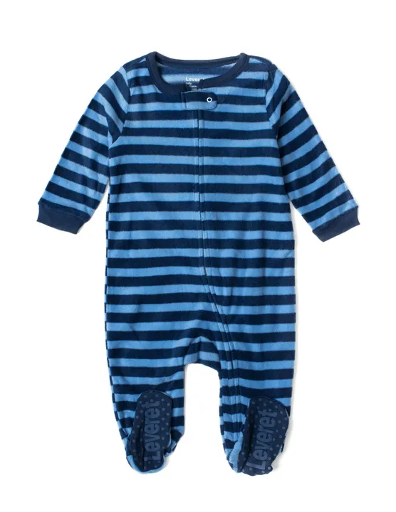 Leveret Clothing Baby Footed Fleece Striped Pajamas