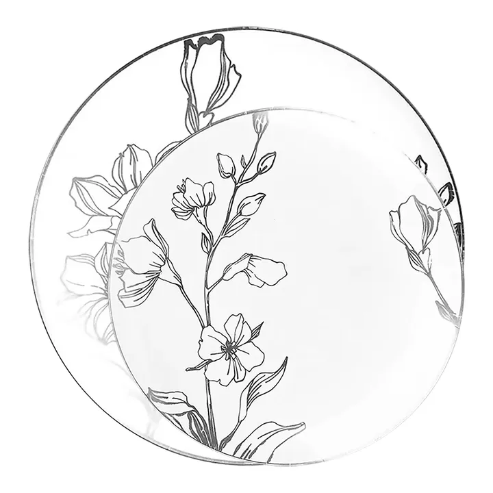Smarty Had a Party Antique Floral Round Disposable Plastic Dinnerware Value Set