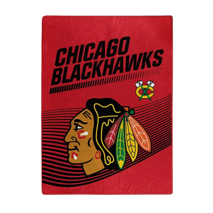 Sweet Home Collections Chicago Blackhawks NHL Officially Licensed Raschel Throw Blanket