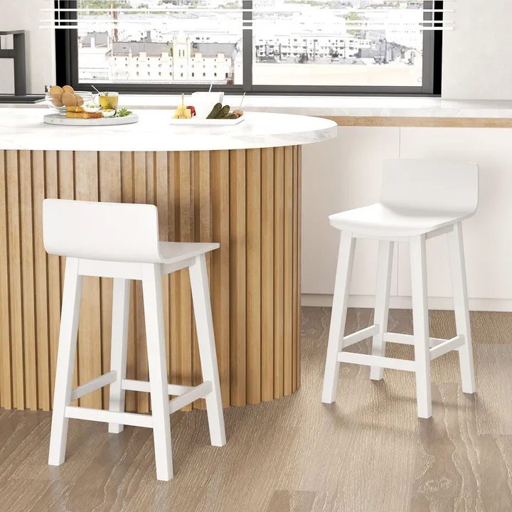 Directdeals Wood Bar Stools With Solid Back And Seat