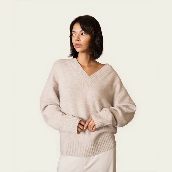 Italic Francesca Cashmere Oversized V-Neck Sweater