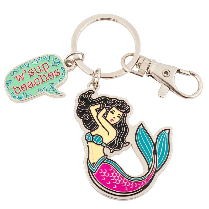Karma Mermaid Pink Enamel Key Chain