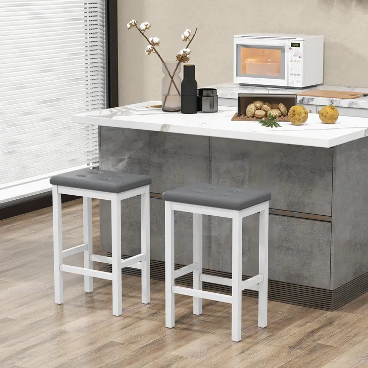 Directdeals Bar Stools With Padded Seat Footrest And Rubber Wood Frame
