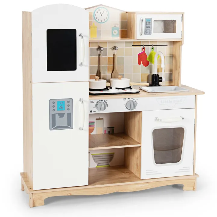 Gbruno Store Wooden Kids Pretend Kitchen Playset Cooking Play Toy