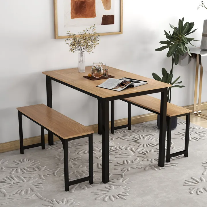 Directdeals Dining Table Set With 2 Benches For Dining Room Kitchen Bar