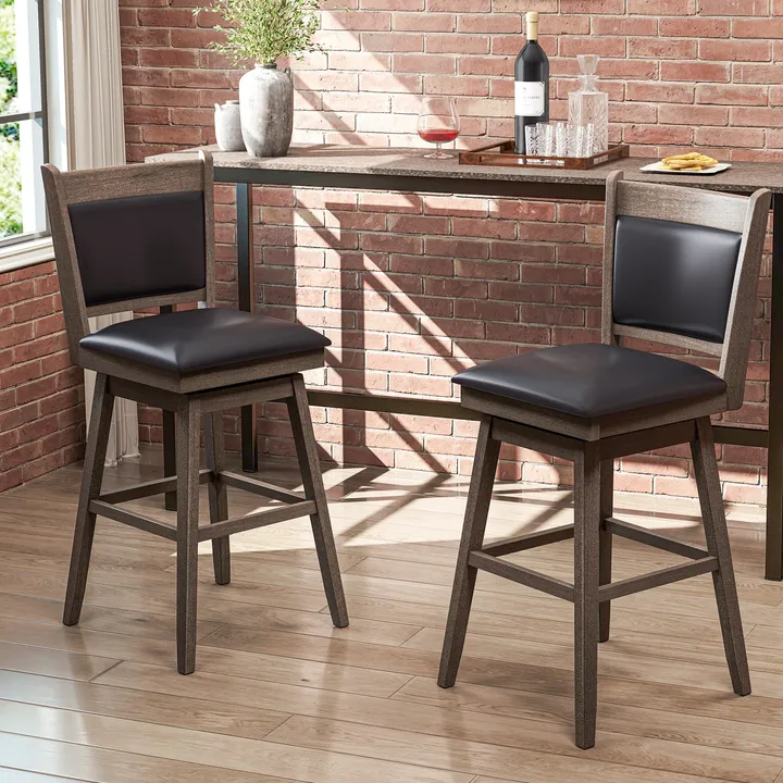 Directdeals Bar Stools Set Of 2 With Swivel Seat And Footrest