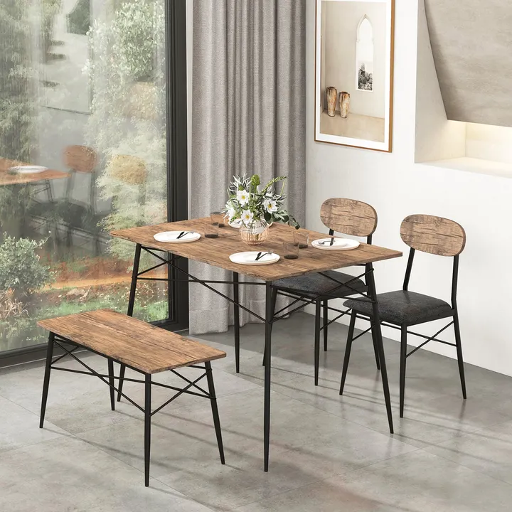 Directdeals Dining Table Set With Bench and 2 Chairs