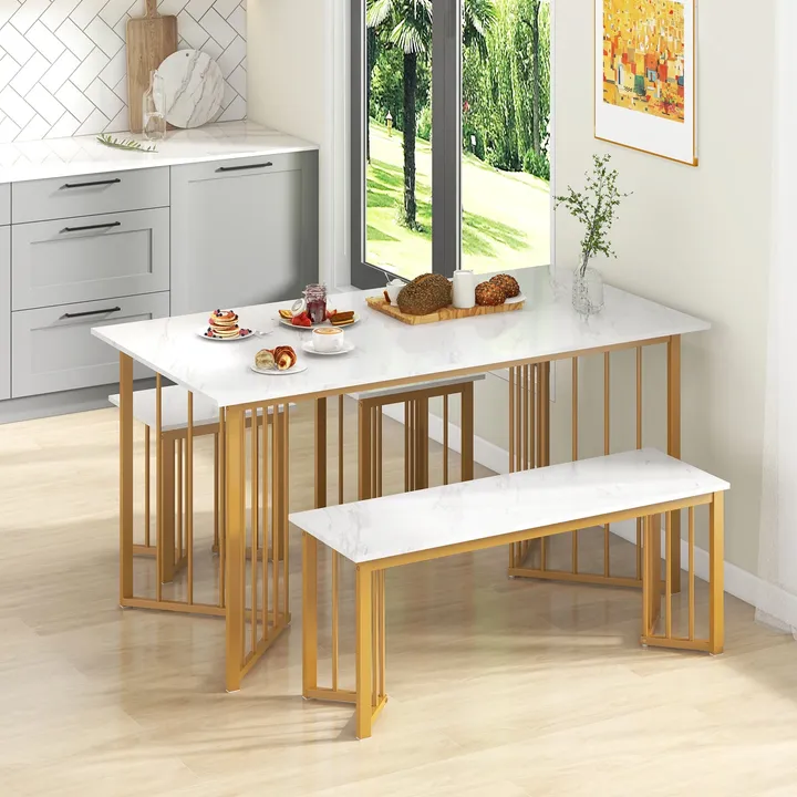 Directdeals Dining Table Set With Bench and 2 Stools