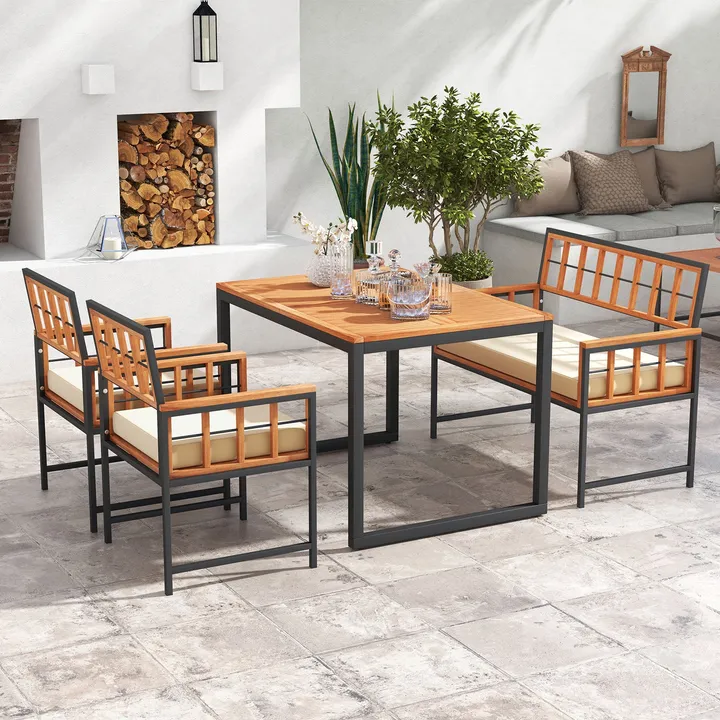Directdeals Acacia Wood Patio Dining Set With 1 Rectangular Table