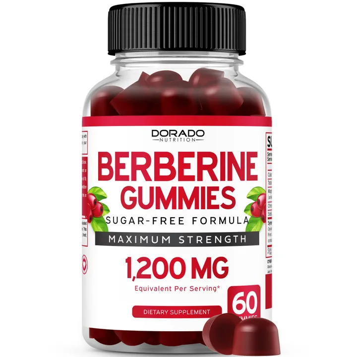 Dorado Nutrition Berberine Gummies with Ceylon Cinnamon (1,200mg) Premium Sugar-Free Berberine Ceylon Cinnamon Supplement for Adults - Third-Party Tested, Non-GMO & Made in USA - 60 Count Chewable Gummies
