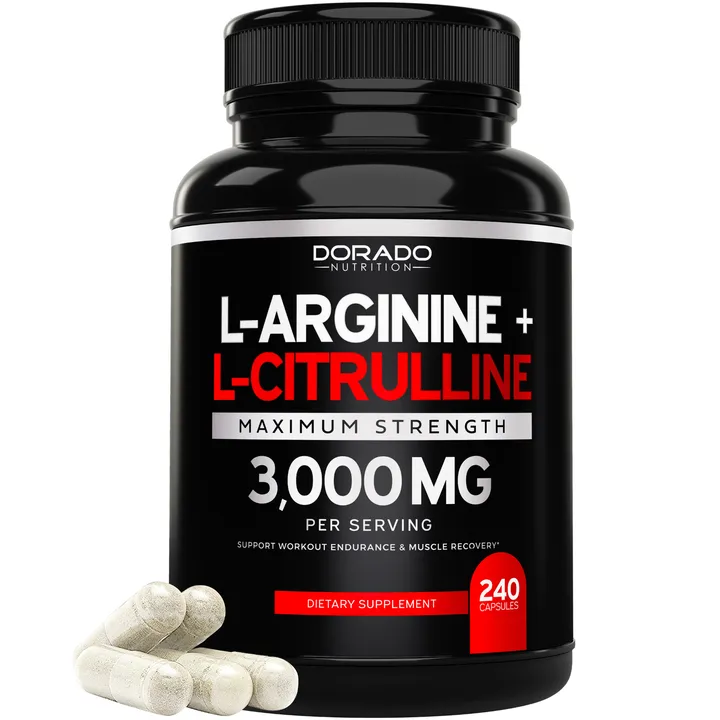 Dorado Nutrition L Arginine L Citrulline Supplement 3000mg (240 Capsules) Nitric Oxide Pills for Men - Stamina, Endurance, Performance for Workouts - NO Supplements for Men - Gluten Free, Non-GMO, Vegan Capsules