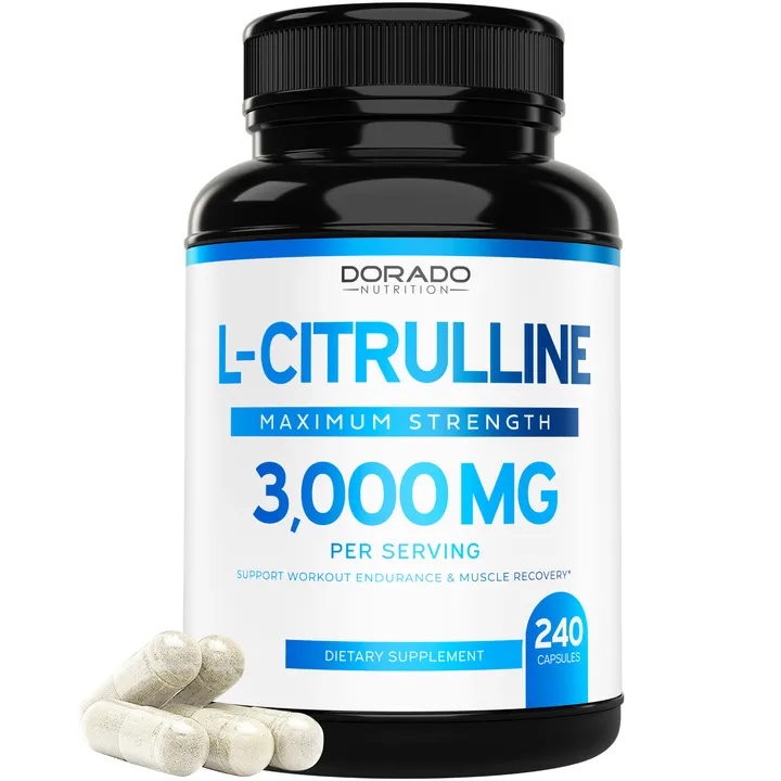 Dorado Nutrition L Citrulline 3000mg Supplement (240 Capsules) Support L Arginine & Nitric Oxide Pills - L-Citrulline For Men & Women - Stamina, Endurance, Performance for Workouts - 3rd Party Tested, Vegan, USA Made