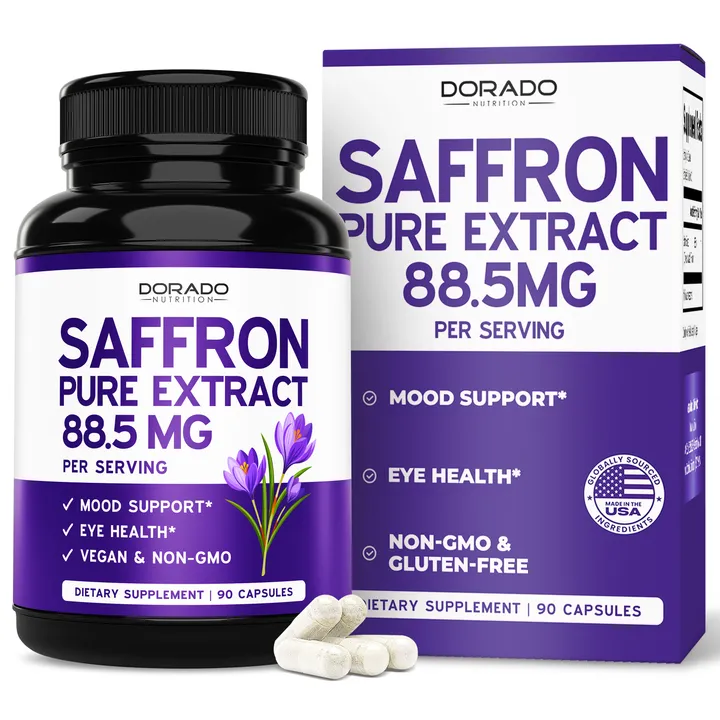Dorado Nutrition Saffron Flower Extract Supplement for Women & Men – 90 Plant-Based Capsules | Supports Calm & Focus, Non-GMO, Sugar-Free, No Artificial Additives | Made in USA, GMP-Certified & Third-Party Tested