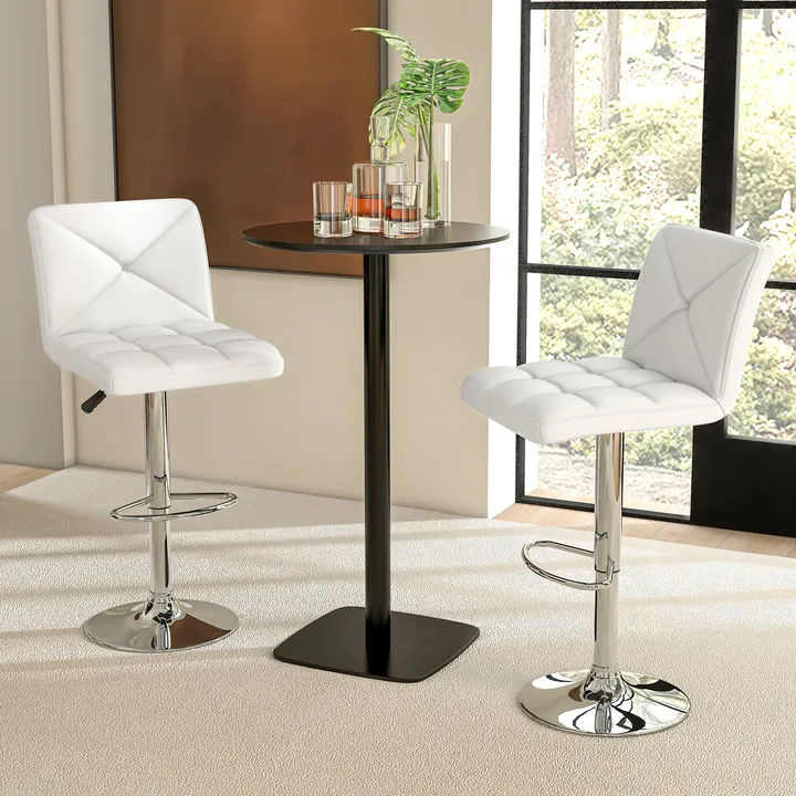 Directdeals PU Leather Upholstered Bar Stools With Back And Adjustable Height
