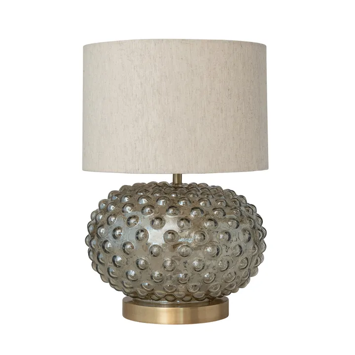 Storied Home Glass Hobnail Table Lamp with Brass Finish Base