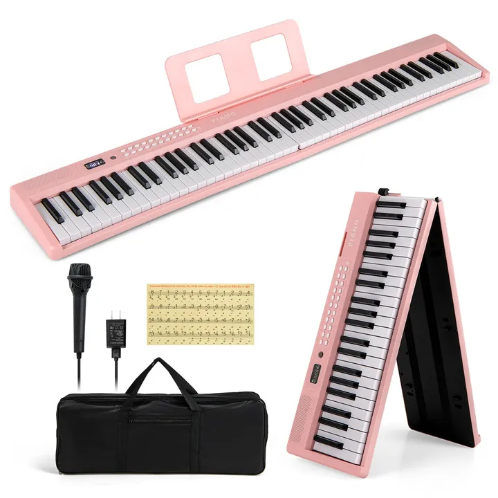 Gbruno Store 88 Key Foldable Electric Piano with Wireless MIDI and Dual Speakers