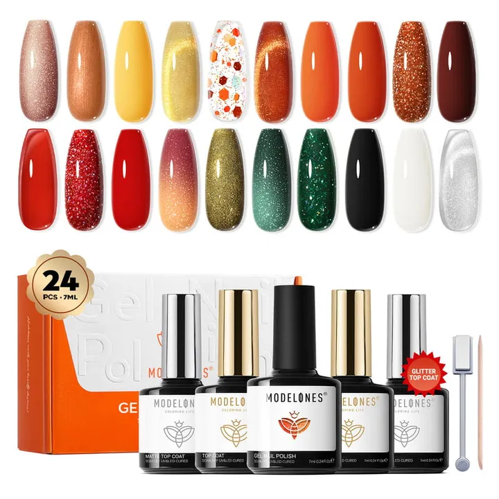 Modelones Woodland Reverie Color Gel Polish 7ml x 20 + Nail Basic x 4