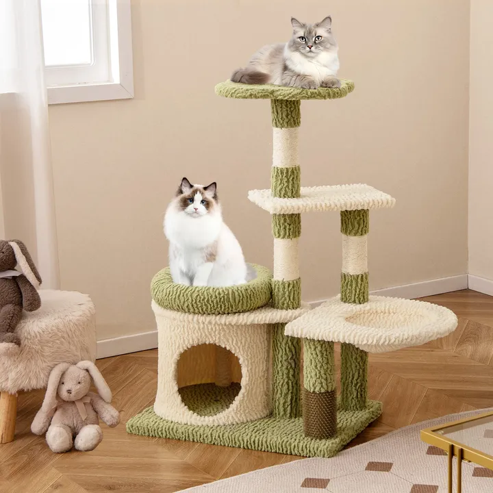 Gbruno Store Tall Multi-Level Aesthetic Kitten Tower With Condo and Bed