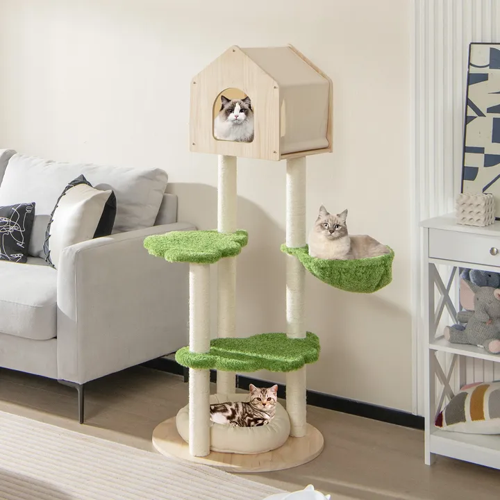 Gbruno Store Cat Climbing Stand With Sisal Scratching Posts and Soft Cat Bed