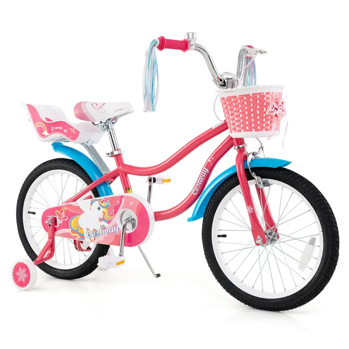 Gbruno Store Girls Bike For 3-5 Years Old Kids With Doll Seat And Training Wheels