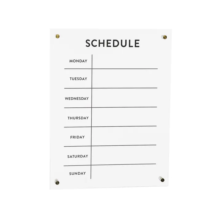 Melrose International Sleek Acrylic Dry Erase Weekly Calendar