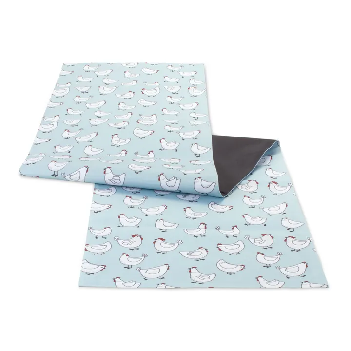 Melrose International Blue and White Chicken Dining Table Runner - Rustic Charm