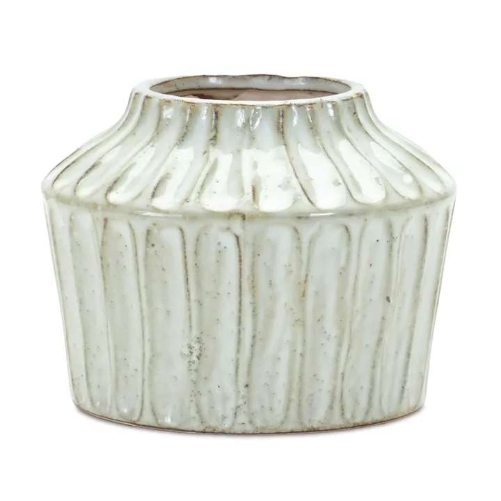 Melrose International Rustic Carved Terracotta Vase - Timeless Home Decor