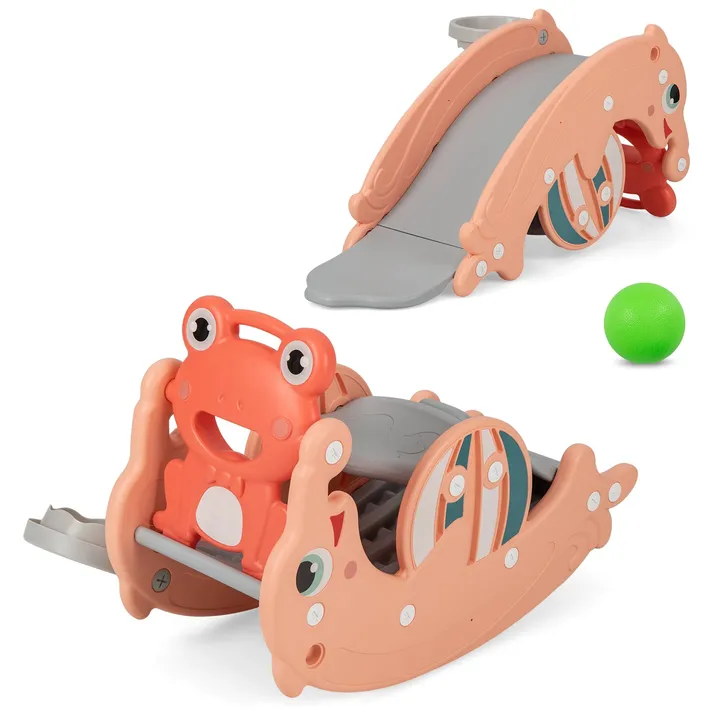 Gbruno Store 3-in-1 Toddler Slide Rocking Horse Convertible Set With Hoop