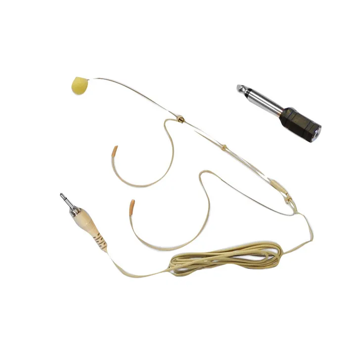 Pyle Double Over-Ear Headset Mic - Hands-Free Omni Boom, Beige, 3.5mm Adapter