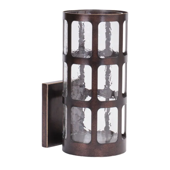 Melrose International Modern Black Iron Wall Sconce with Glass Insert