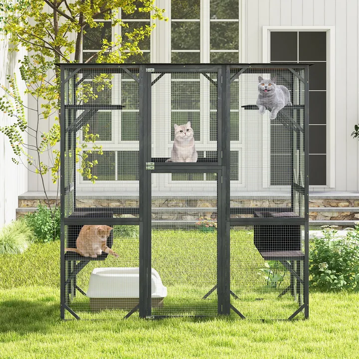 Gbruno Store Tall Outdoor Wooden Cat House With Weatherproof Asphalt Roof
