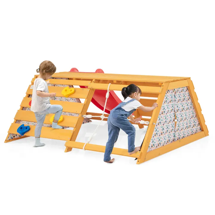 Gbruno Store 5-In-1 Wooden Jungle Gym Indoor Playground With Slide And Climbers