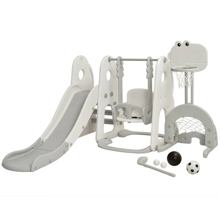 Gbruno Store 6-In-1 Toddler Slide And Swing Set With Ball Games