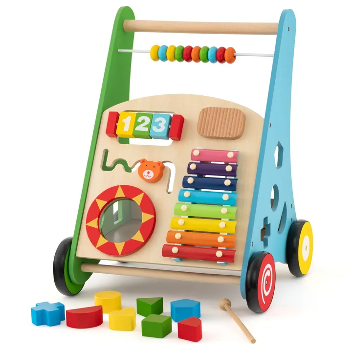 Gbruno Store Toddler Push Walker Activity Center Toy With Burr-Free Handle