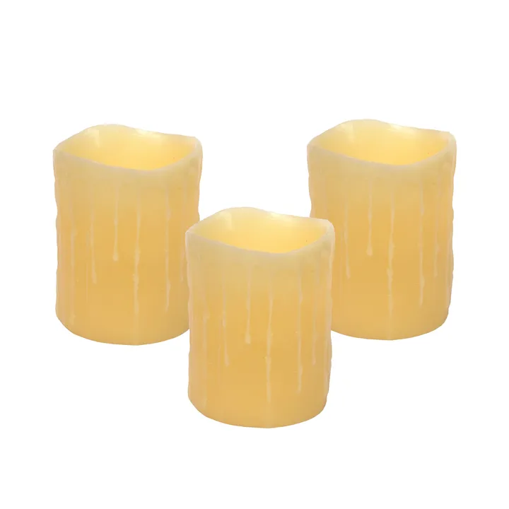 Melrose International LED Dripping Wax Pillar Candles (Set of 3)